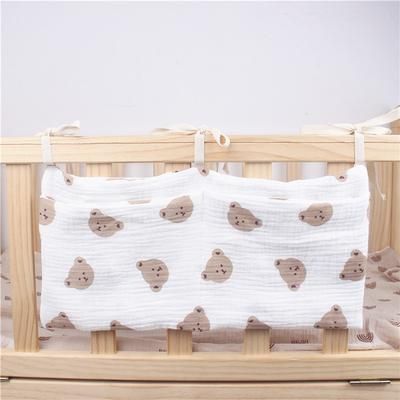Baby Bed Headboard Organizer Crib Storage Bag & Diaper Holder For Newborn bear