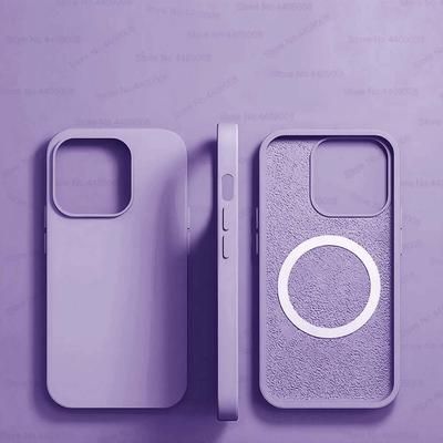 Magsafe Liquid Silicone Case For IPhone, Ultra Thin, Magnetic, Wireless Charging & Shockproof Cover purple iphone 14