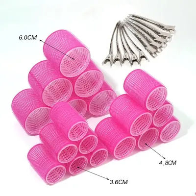 Self Grip Hair Roller Sets For Heatless Curls, Plastic Hair Curlers With Metal Clips For Effortless Styling rose Set 28pcs