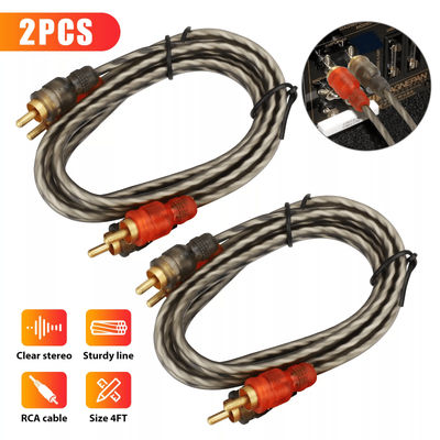 Premium 2 Channel RCA Cables, Twisted Pair Car Audio Shielded Interconnect Amp Wire With Copper Core For Subwoofer Setup Premium 2 Channel RCA Cables, Twisted Pair Car Audio Shielded Interconnect Amp Wire With Copper Core For Subwoofer Setup
