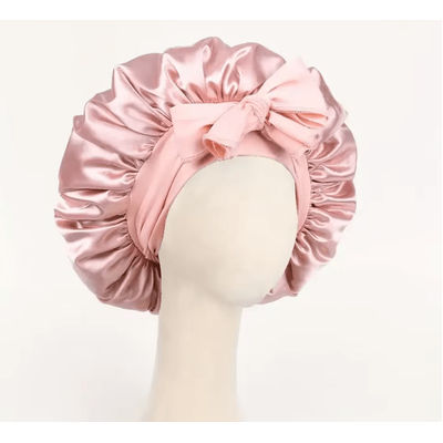 Adjustable Satin Bonnet For Sleeping With Tie Band Soft Hair Protection For Women And Men champagne