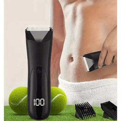 Men's Electric Body Hair Trimmer For Groin Beard Chest And Full Body Grooming black