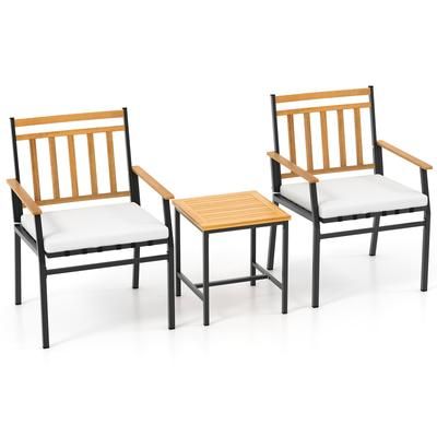 Acacia Wood Patio Conversation Set, Outdoor Furniture Set With Cushions For Garden, Porch & Balcony Relaxation Acacia Wood Patio Conversation Set, Outdoor Furniture Set With Cushions For Garden, Porch & Balcony Relaxation