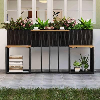 Patio Furniture Set With Raised Garden Bed, 3 Piece Outdoor Conversation Set For Porch & Yard Patio Furniture Set With Raised Garden Bed, 3 Piece Outdoor Conversation Set For Porch & Yard