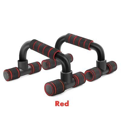 Heavy Duty U Shaped Push Up Rack Ergonomic Hand Grip For Chest & Body Building Workouts red