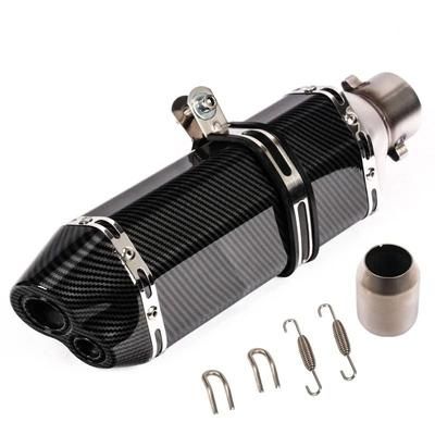 Universal Motorcycle Exhaust Pipe With Hexagonal Tip For Sport And Street Bike Modification h370mm Double Hole