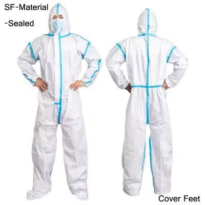 Disposable Protective Coverall Suit For Painting And Industrial Use sf Sealed 55g With Foot Cover m