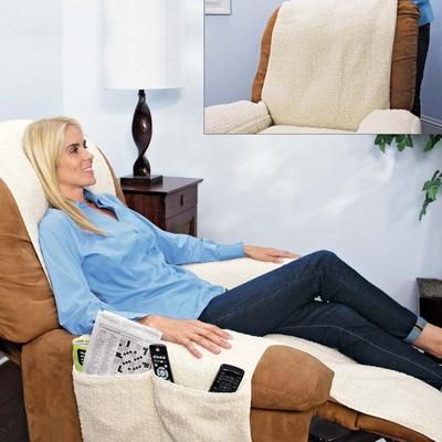 Premium Fleece Recliner Cover With Pockets One Piece Slipcover Poly Fleece One Piece Comfortable Recliner Chair Cover With Pockets