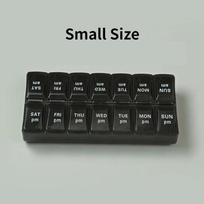 New Weekly Pill Organizer, Portable 7 Day Travel Pill Case With 14 Grids For Vitamins, Medicine & Fish Oil Tablets black S