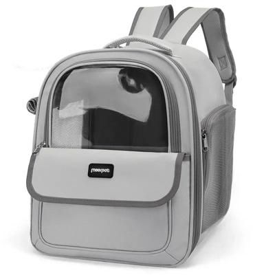 Pet Carrier Backpack With Transparent Space Capsule, Breathable Big Cat Backpack For Dogs And Cats grey