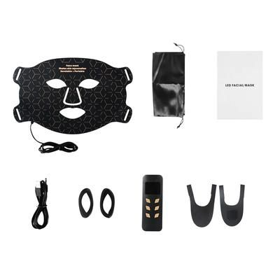 3D LED Light Phototherapy Mask Face Neck Silicone Facial Mask For Skin Rejuvenation, Anti Wrinkle & Brightening black Face Mask