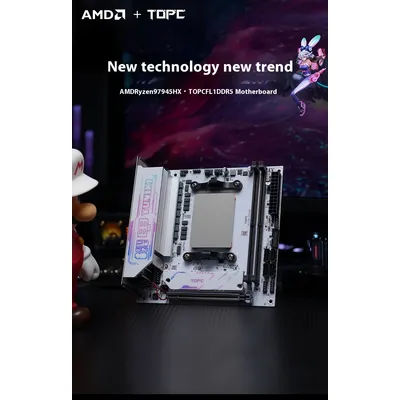 TOPC NAS Motherboard Ryzen 7745HX R9 7845HX/8945HX ITX Home Processor DDR5 6200MHz 4*SATA Slots(6Gb/s) M.2 PCIE4.0x4 NVME Board