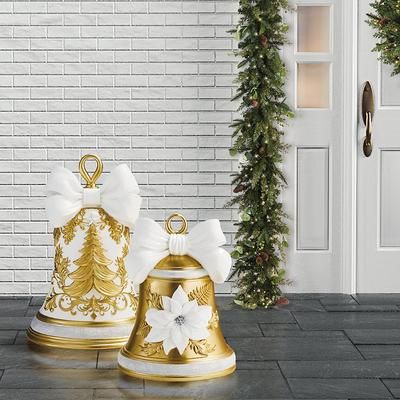 Outdoor Shimmering Bell - 32" Metallic - Frontgate - Outdoor Christmas Decor