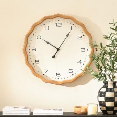 Wavy Wooden Wall Clock - Grandin Road