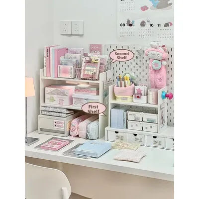 Multi-Layer Desktop Organizer Ra Study Supplies Book Storage elf Home Student Desk Arrangement Ra Simple INS Sle Arti...