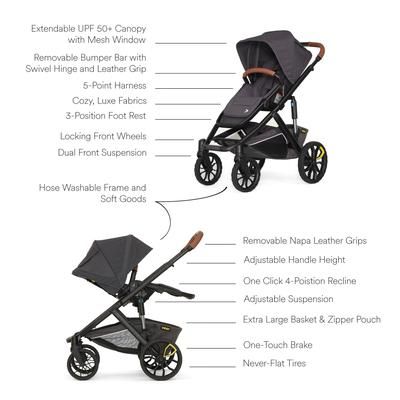 Veer Switch&Roll Luxe Single-to-Double Stroller Bundle with Leather Kit - Gray Granite