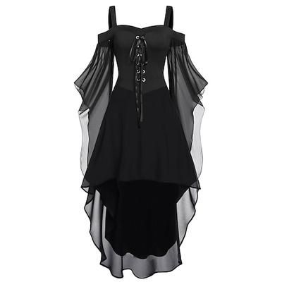 Punk Gotico Vestito Manica a Campana Strega Ragazza gotica Senza spalline Orlo asimmetrico Costume Per donna Halloween Carnevale Performance Feste Adulti Vestito