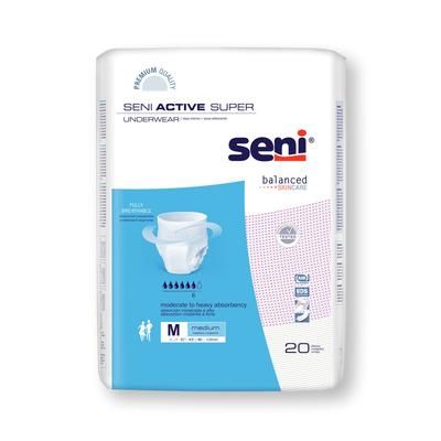 Seni Active Super Unisex Adult Absorbent Underwear Pull On with Tear Away Seams Medium Disposable Moderate Absorbency (1163849_PK)