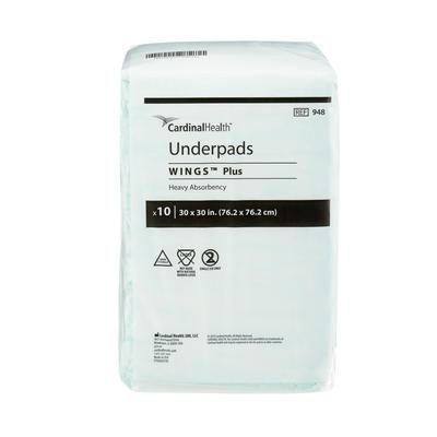 Wings Plus Disposable Underpad 30 X 30 Inch Fluff / Polymer Heavy Absorbency (454709_BG)