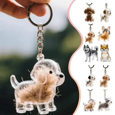 Transparent Dog Hair Collection Pendant Cute Pet Hair Storage Capsule Portable Keychain Souvenirs Creative Gift for Pet Lover
