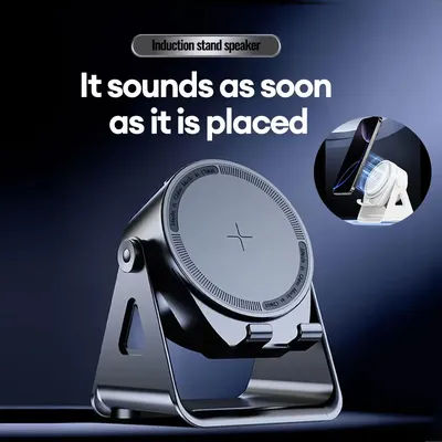Haut-parleur à Induction intelligent Portable, support de téléphone sans fil Bluetooth, haut-parleurs stéréo multifonctionnels pour Sports de plein air universels