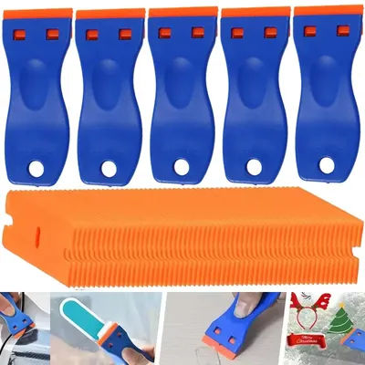 12In1 Plastic Razor Scraper Set Car Glue Remover Tool Kit With 10 Blades Sticker Decal Cleaning Shovel For Vinyl Window Tinting