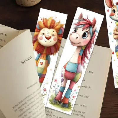 32pcs, cute animal collage bookmarks, whimsical bookmarks, birthday gifts, perfect for teachers, readers, and book lovers.