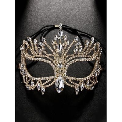 Maschera da ballo in strass di cristallo da donna - maschera di lusso con diamanti scintillanti per feste da donna, elegante accessorio per costumi per feste di Halloween, balli ed eventi serali