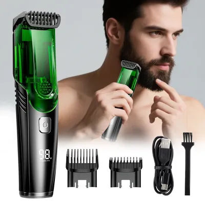 Cordless Electric Hair Trimmer IPX4 Waterproof Professional Hair Clipper Rechargeable Builtin Vacuum Multifunctional Men Razor