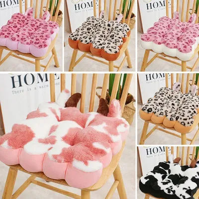 Coussin en peluche imprimé léopard américain, Super doux, Faux lapin, oreiller de dos en velours, coussin de chaise d'ordinateur de bureau pour automne et hiver