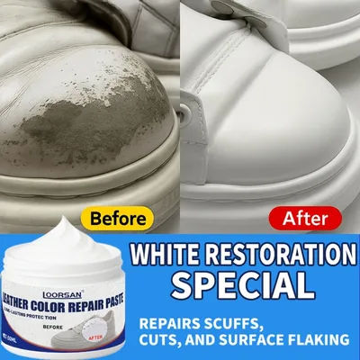 White Leather Repair Kit - Easy Fixes for Scratches and Tears on Shoes, Bags, and Furniture | Long-Lasting Color Fixing Cream fo