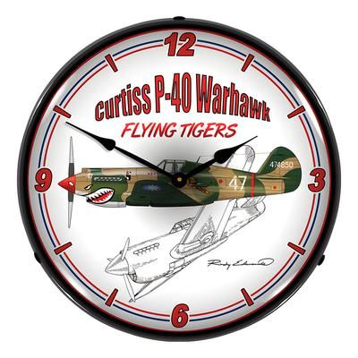 Collectable Sign and Clock Curtiss P-40 Warhawk Backlit Wall Clock