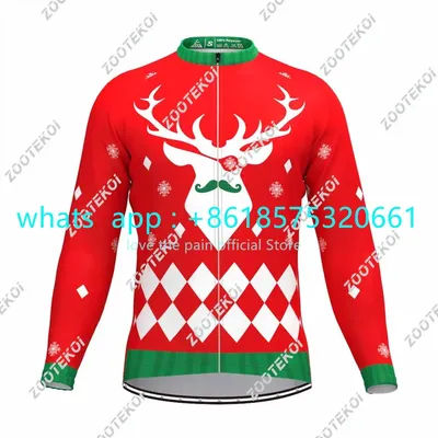 2023 Christmas Milu Deer Men's Cycling Thermal Fleece Jacket Bike Santa Claus Long Sleeves Cycling Warm Coat Maillot Ciclismo