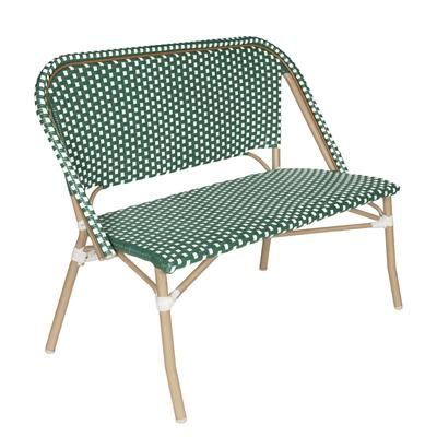 Panca da giardino in alluminio e rattan sintetico bianco e verde
