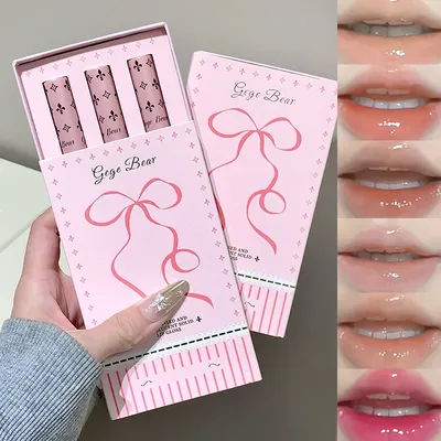 Gege Bear Glossy Transparent Solid Lip Honey, 3 Packaging Box, Cold Dry Lips Eyes, Innocent Glass Lips, Nude Color Lipstick, Life Makeup Essentials, Lip Honey Ceiling, Filled Luxury Feel, Korean