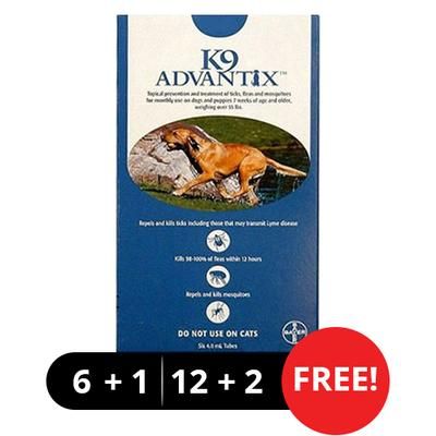 K9 Advantix Extra Large Dogs Over 55 Lbs (Blue) 6 + 1 Free