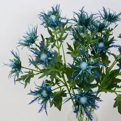 3 Heads Faux Thistle Green Plants Wild Single Branch Simulated Flower Home Wedding Decoration Flower Arrangement Props