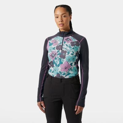 Helly Hansen Women's Lifa Merino Midweight Graphic 1/2 Zip Base Layer Purple S
