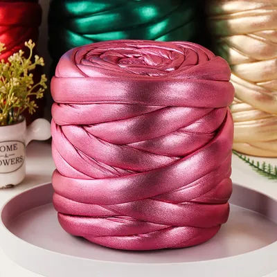 500g 1PC Imitation Metal Leather Thick Super Bulky Chunky Yarn Hand Knitting Woven Thread Basket Blanket Carpets Giant Yarn DIY