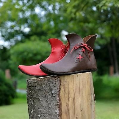 Vintage Medievale Rinascimento Scarpe A stivale Stivali jazz piatti Fata Ranger Elfico Blocco di colori Costume Per uomo Per donna Celtico Costumi da pirata Fantasia Halloween Carnevale Mascherata