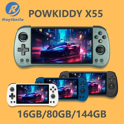NEW X55 Retro Handheld Game Console 5.5 Inch HD Screen 4000 mAh Large-capacity Battery RK3566 Open Source System Children's Gift