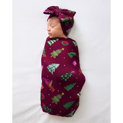 Cranberry Tree Traffic Swaddle & Luxe Baby Girl Soft & Stretchy Bamboo Bow Headbands Set - OSFA