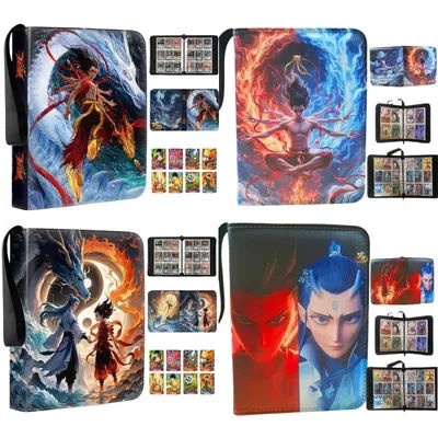NEZHA2 400/900pcs Card Album Book Folder 4/9 Card Slots Collections Zipper Double Pocket Zipper Card Binder Holder Kids Gifts