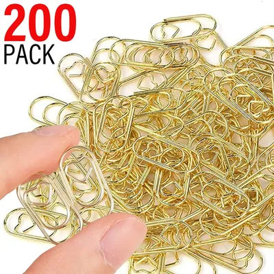 50-200PCS Creative Love Heart Metal Paperclips Binder Clip Bookmark Binding Notebook Decoration School Office Stationery