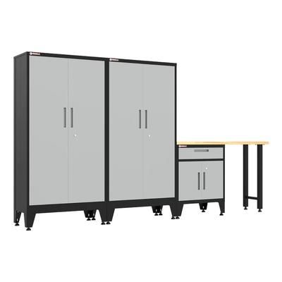 Armadillo Tough Grey 4-Piece Garage Cabinet Set with Levelers