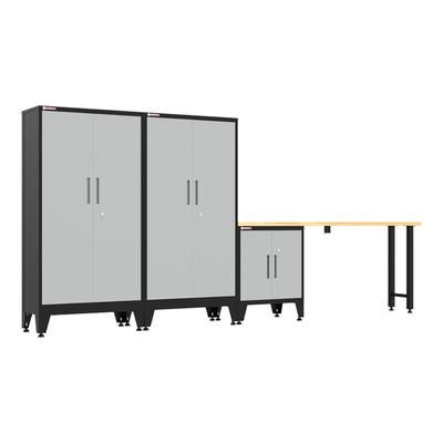 Armadillo Tough Grey 4-Piece Garage Cabinet Set with Levelers