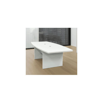 8' White Boat Shaped Conference Table
