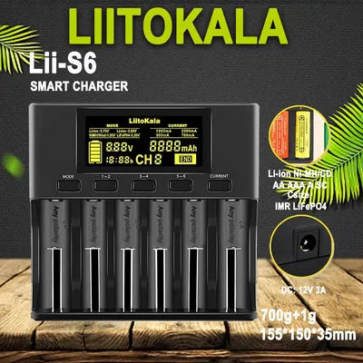 LiitoKala Lii-S6 18650 Battery Charger 3.7V Li-ion 1.2V NiMH 3.2V Rechargeable High Capacity External Power Supply