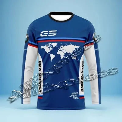 Summer BMW Motorcycle Off-Road Jersey Long Sleeve Breathable Quick Drying T-Shirt Men Women Make Life a Ride One World One GS