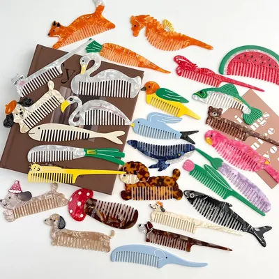 Animal & Plant Hair Combs. Unique and casual summer family style. Acetate, handmade. High-quality. Fashion-trendy.